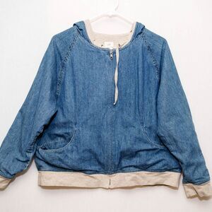 J. Jill womens MP Petite denim hoodie full zip jacket